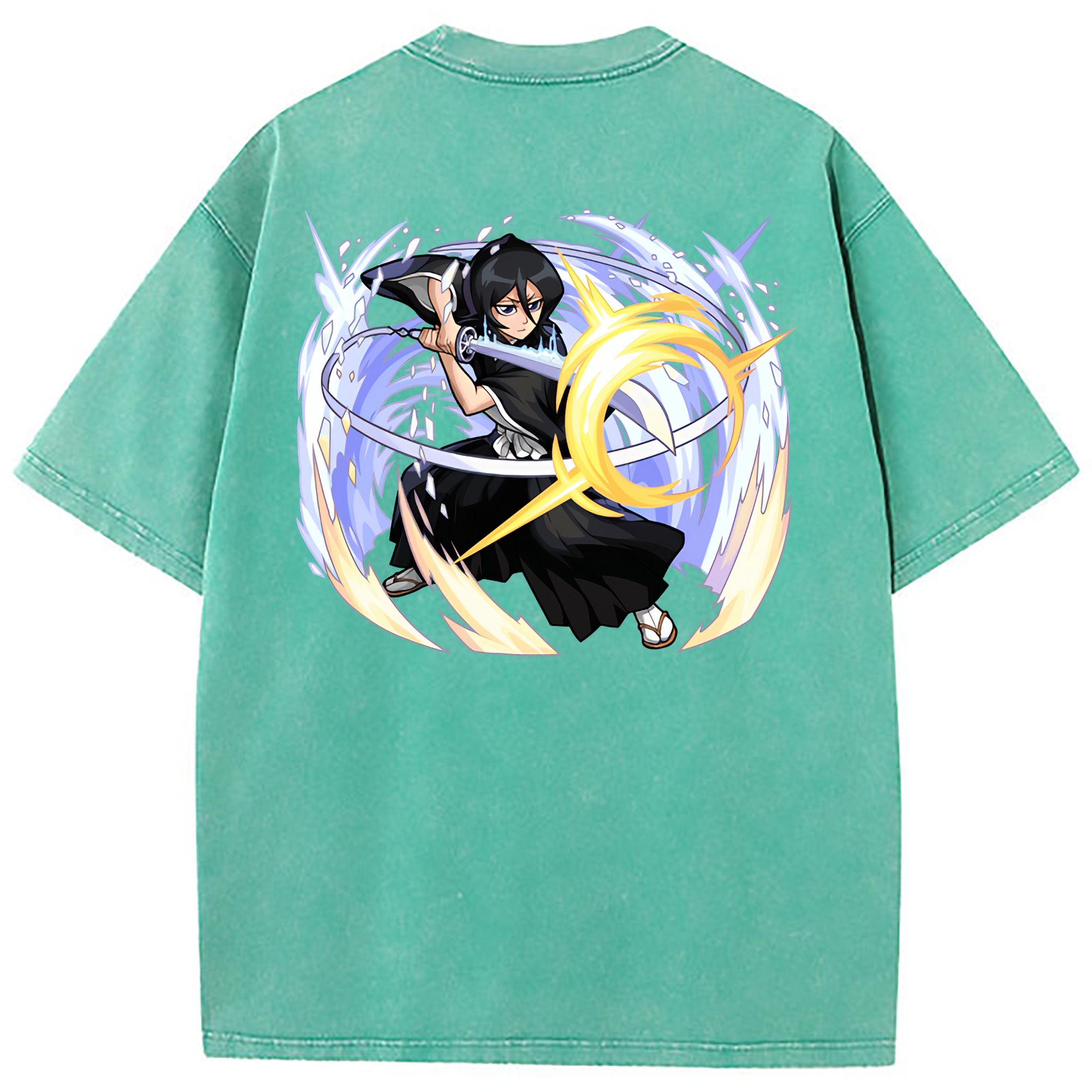 （画像用） ブリーチ 朽木ルキア BLEACH Kuchiki Rukia 綿100% ヴィンテージ風 半袖Tシャツ（背面プリント）